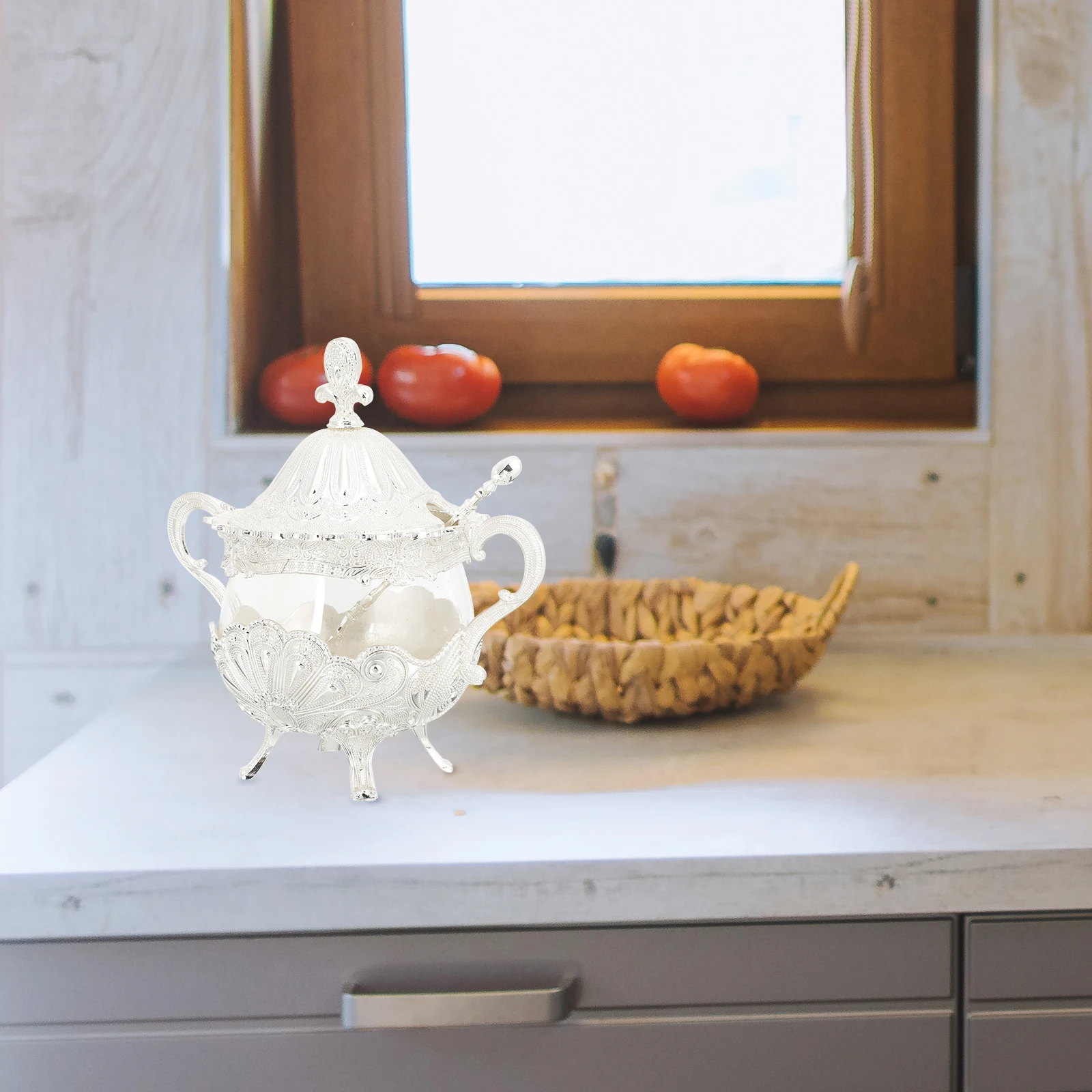 

Classic European Style Seasoning Jar Large Capacity Condiment Pot with Lid Kitchen Storage Container Decorative Spice Holder