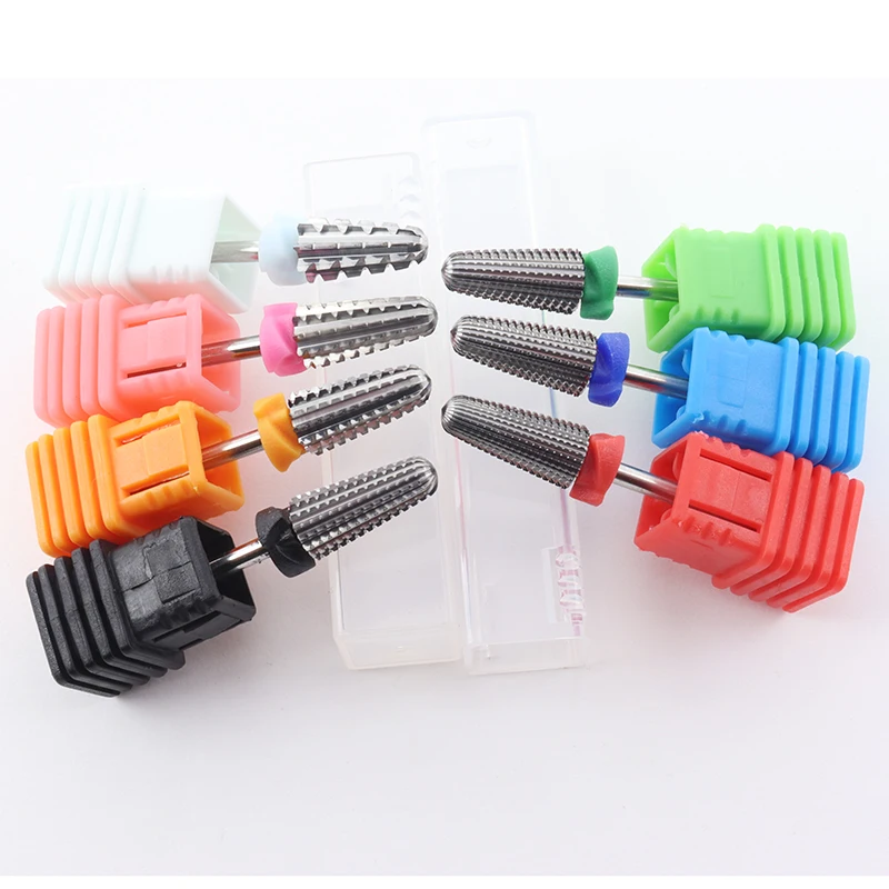 ¡Nuevo! Brocas de carburo de seguridad cónicas 5 en 1 para uñas con taladros de corte, fresa de carburo para manicura, accesorios para uñas de Gel