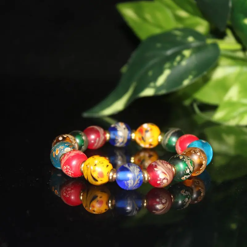

Tail Duobao Vintage glass Single Circle Bracelet Ancient Round Beads