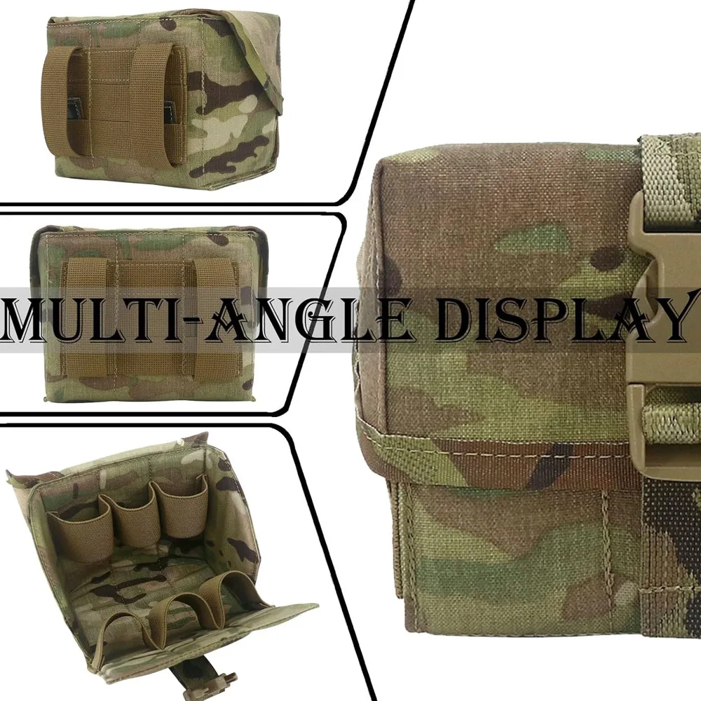 6-Cell 40mm Grenade Utility Pouch, Tactical MOLLE Compartment Ammo Bag for Smoke Flash Stingball Rounds Gear Accessories