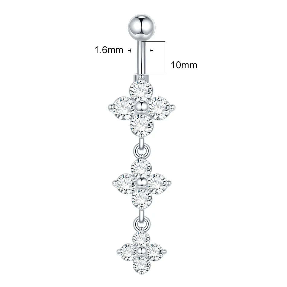 1/5Pcs Stainless Steel Navel Belly Button Rings Flower CZ Crystal Butterfly Navel Piercings Earrings 14G Sexy Jewelry for Women