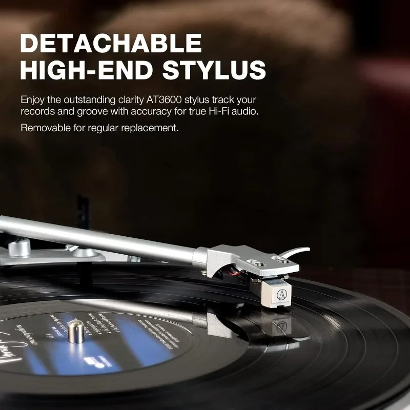 Turntables Belt-Drive Record Player with Wireless Output Connectivity, Vinyl Player Support 33&45 RPM Speed Line USB DigitalNEW