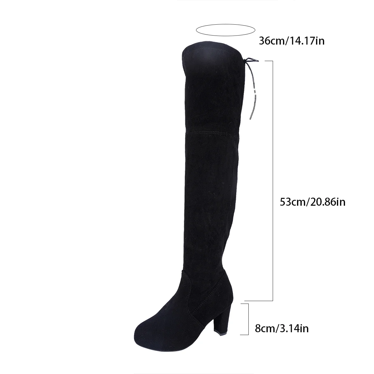 Winterliche europäisch-amerikanische neue Damen-Overknee-Stiefel mit hohem Absatz, rundem Schaft und Schnürung – modische, sexy Stiefel für Nachtclub-Partys und moderne Anlässe – Detail 33