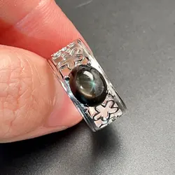 Sterling Silver Star Light Sapphire Ring 2ct 7*9mm Natural Sapphire Jewelry with Gold Plated 925 Silver Gemstone Ring for Party