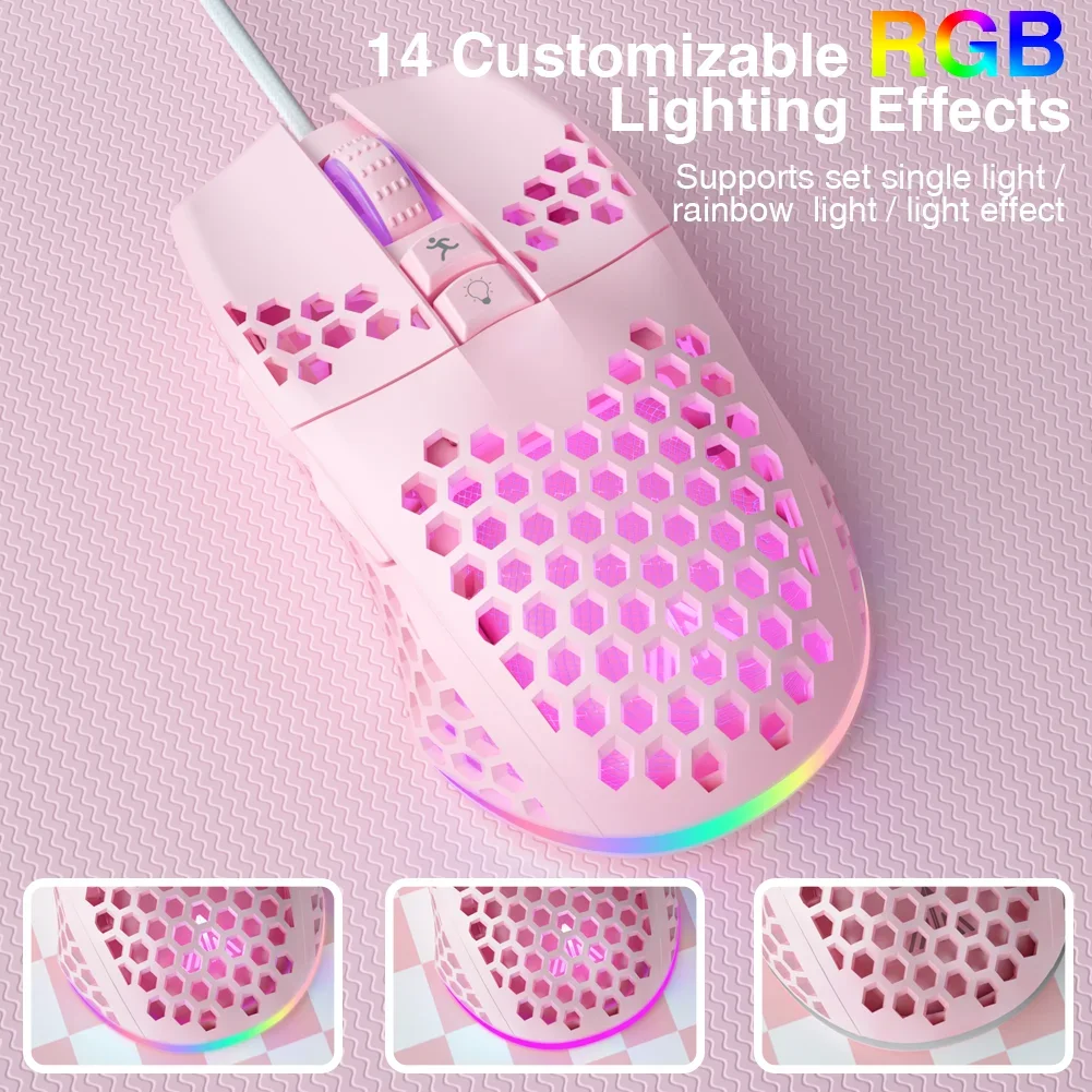 Проводная игровая мышь SOLAKAKA SM900 с сотовым корпусом, 12800 точек на дюйм, 7 программируемых кнопок, эргономичная компьютерная мышь для макросов на заказ