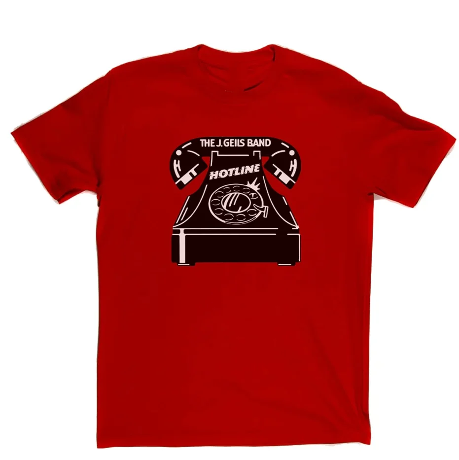 

Vtg The J. Рубашка Geils Band Hotline из хлопка, красная, универсальная, унисекс