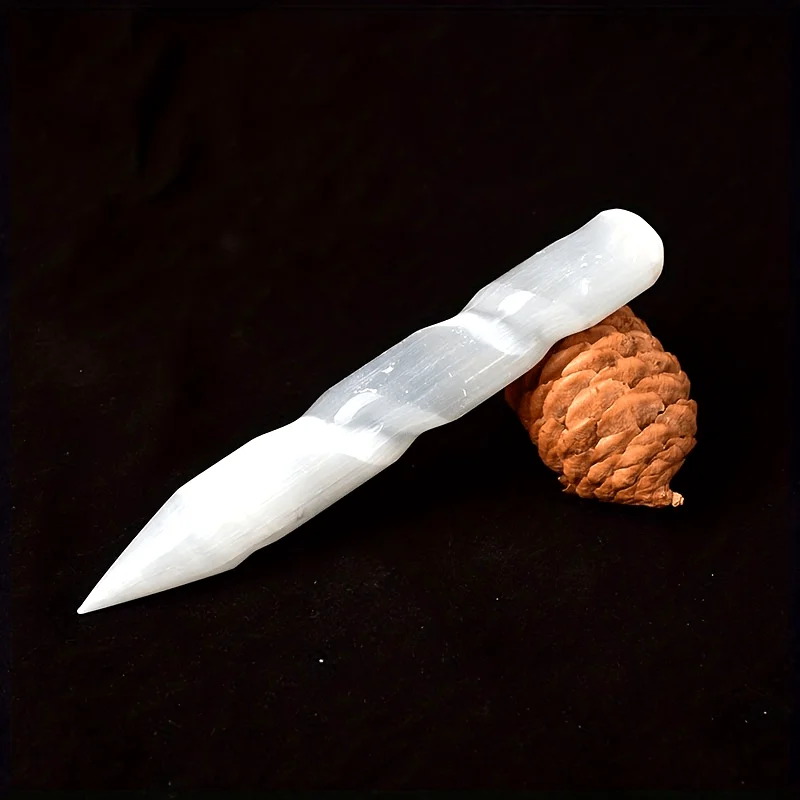 Natural Moroccan Plaster Crystal Stick - Hand-carved white plaster stick, home décor, spiritual adornment,