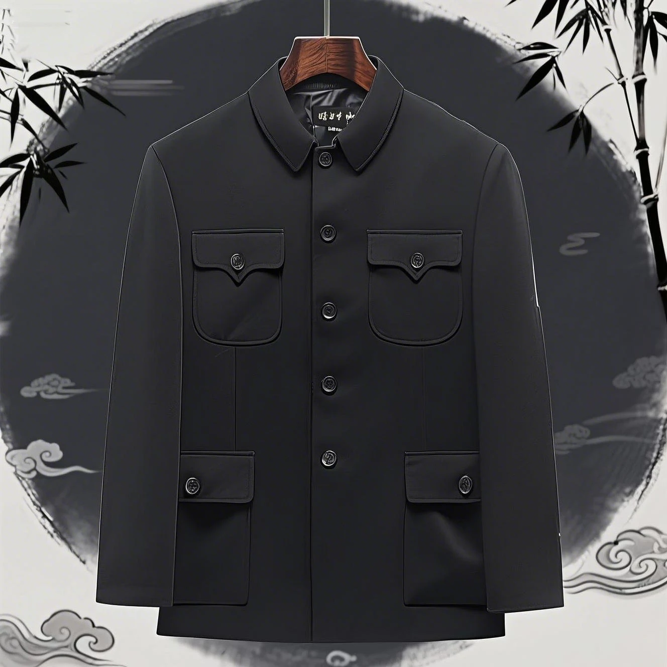 Men's Black Mao Suit Blazer Sun Yat Sen Coats Male Zhongshan Suit Jacket Mandarin Collar Four Pockets Design Ethnic Outfits 2025