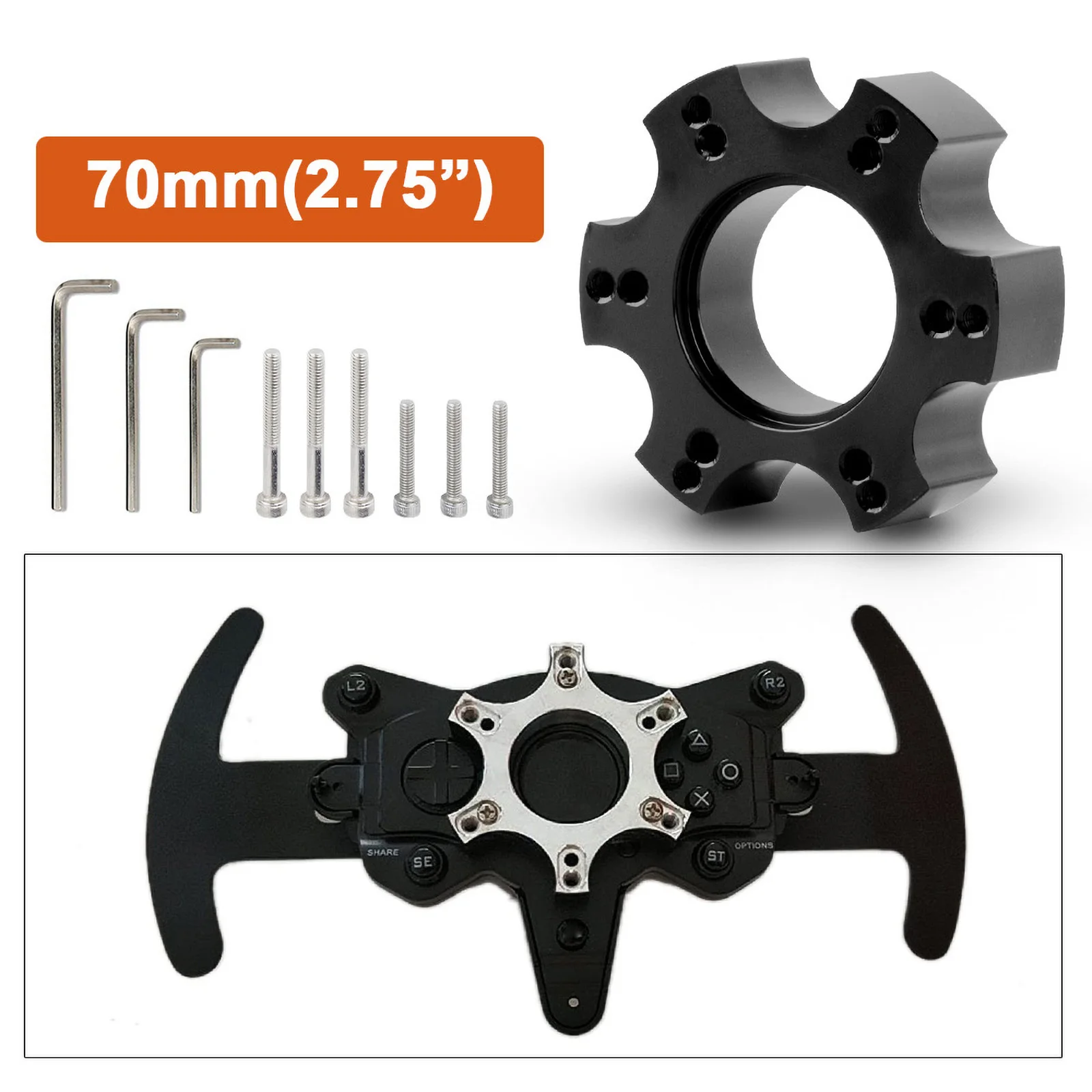 Aluminum 70mm Steering Wheel Spacers Adapter Plate for Thrustmaster T300RS 13-14 Inch Racing Car Steering Wheel Game Replacement