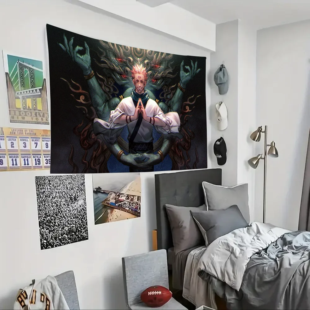 J-Jujutsu K-Kaisen Sukuna Satoru Tapestry Decoration party Background Hanging Cloth Bedroom Tapestry Room Decor Aesthetic