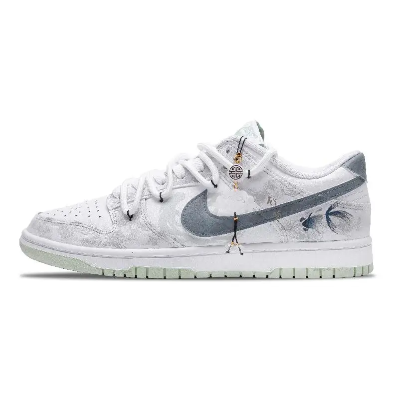 【Customize】Nike Dunk Skateboarding Shoes Men Low-top White/gray Sneakers shoes DV0831-105