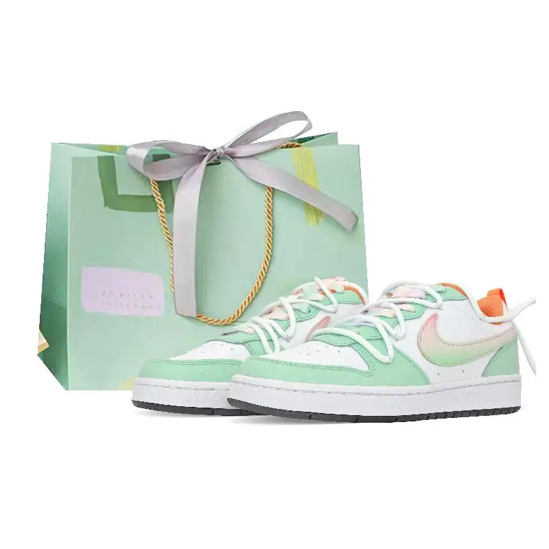 【Personalizar】Zapatos de skate Nike Court Borough, zapatillas bajas verdes para mujer, zapatos FN3687-181