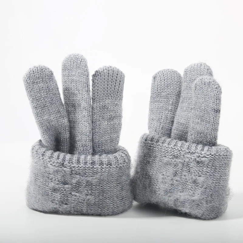 Knitted gloves for men and women, winter anti cold jacquard warm touch screen gloves