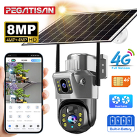 PEGATISAN 6K 4G Wifi Solar Camera 10x Zoom Three Lens PTZ Outdoor Surveillance CCTV IP Camara Ai Tracking Wifi Security Cam V380