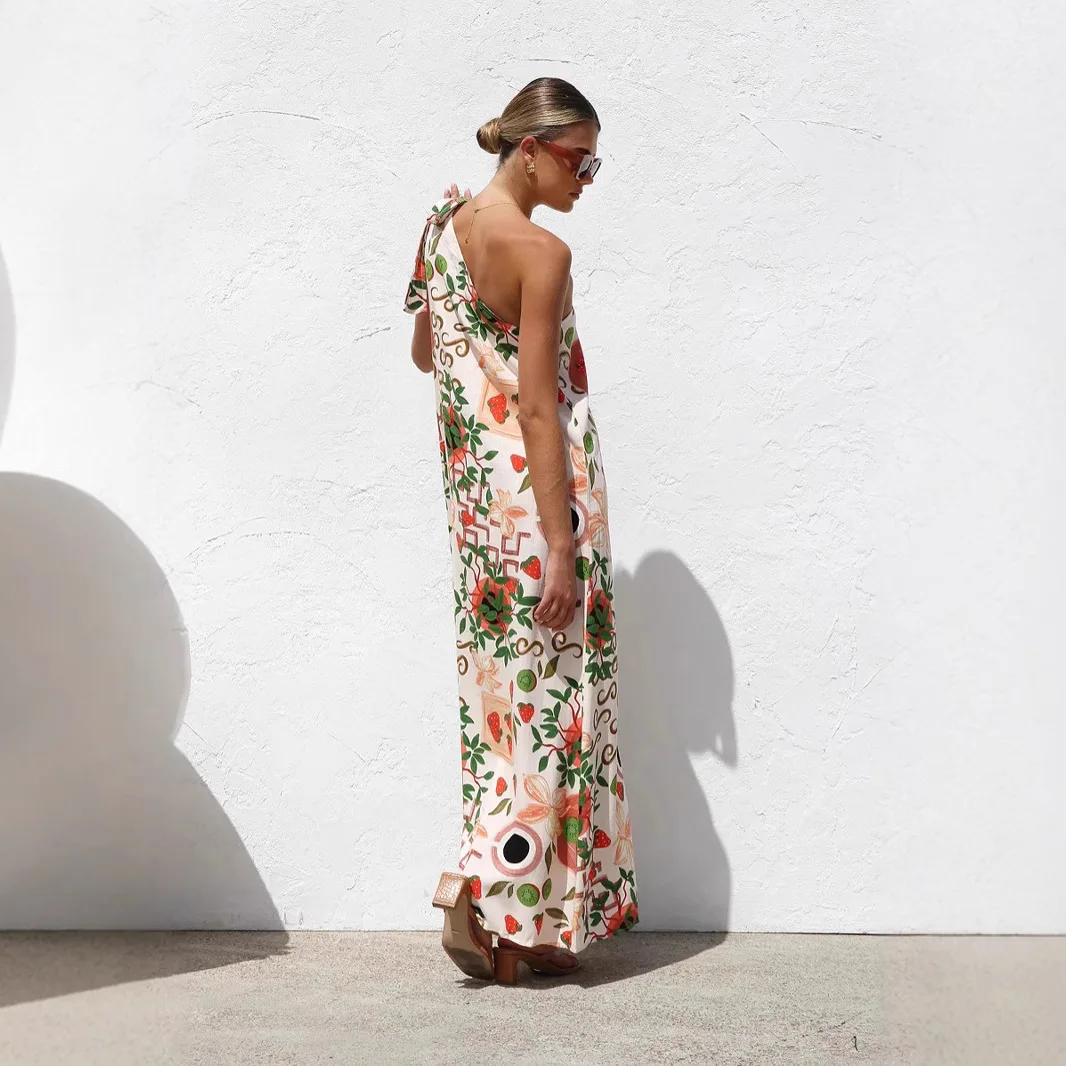 Femmes ample été décontracté motif 3D robe femmes Sexy sans manches Maxi robe mode plage vacances Robes Robes Robes