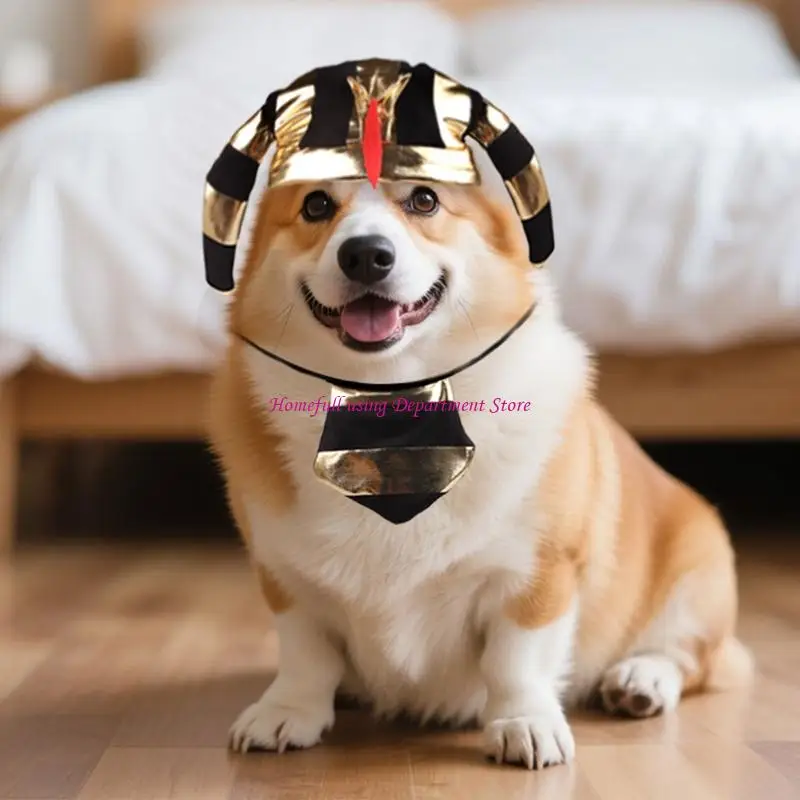  Necktie Pharaoh Dog Outfit Cosplay King Halloween Attire For Large Dog Comfortable Pharaoh Costume