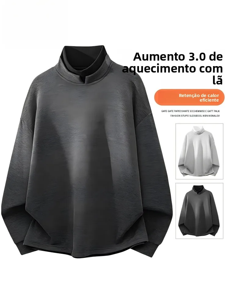 Camiseta de Manga Longa com Gola Alta , Casual e Versátil, Camada Base para Homens, Novo Estilo de Primavera, Mistura de ...