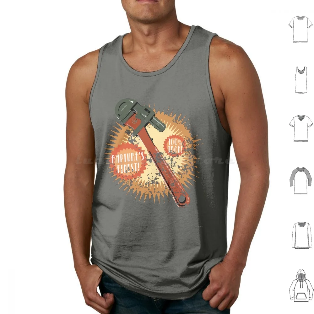 Camisetas sin mangas Rapture's Wrench de algodón estampado Bioshock Wrench Andrew Would You Kindly Eva Adam Plasmids 1920s Ad Big Daddy