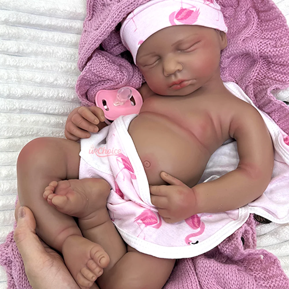 20 inch zachte siliconen pasgeboren baby zwarte pop herboren babypop handgemaakte zachte pasgeboren Bebe levensechte meisje en jongen kunstenaar collectie