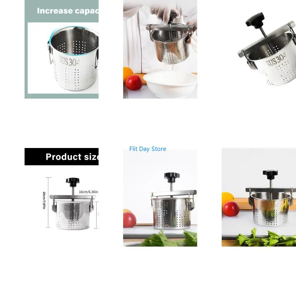 F92C Stainless Steels Strainer Efficient Draining For Vegetables Fruits Dumpling Filling Squeezer With Ergonomic Grip
