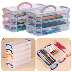 3/6-layer Paintbrush Box Portable Detachable Color Pen Storage Box Multi-function Watercolor Stationery Organizer Student