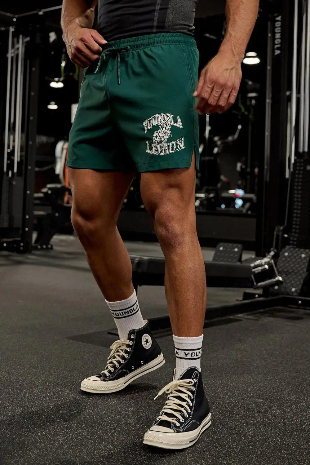 Celana pendek lari, kebugaran dan latihan pria musim panas Amerika baru, celana kasual olahraga otot, dan gym