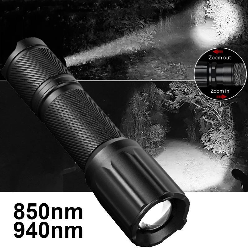 Vcsel 850nm 940nm Infrared Flashlight Zoomable Tactical Weapons Ir Light LED Illuminator Torch for Night Hunting Shooting