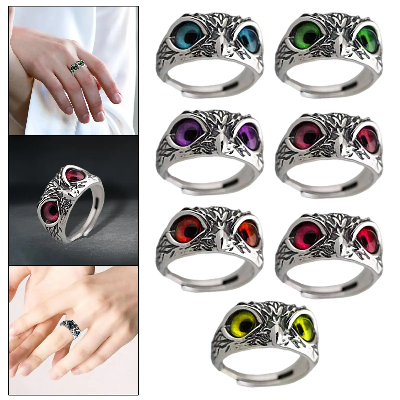 Demon Eye Owl Rings Animal Rings Personalized Retro Adjustable Cool Fingers