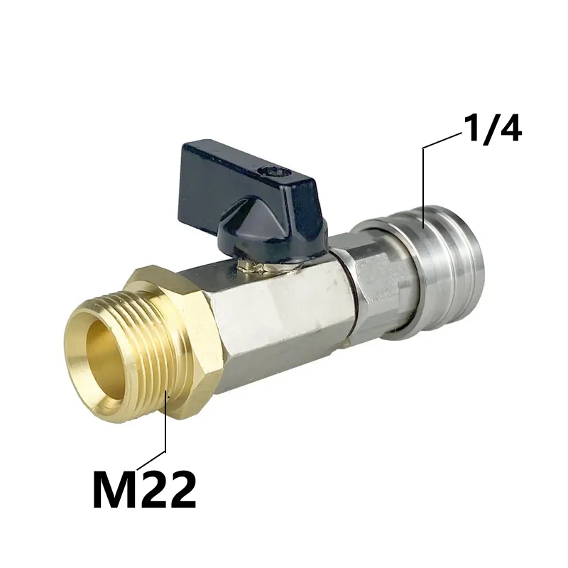 High Pressure Washer Ball Valve 1/4 and M22 14Mm Quick Connector for Power Washer Hose Control Water Flow Switch Stainless Steel