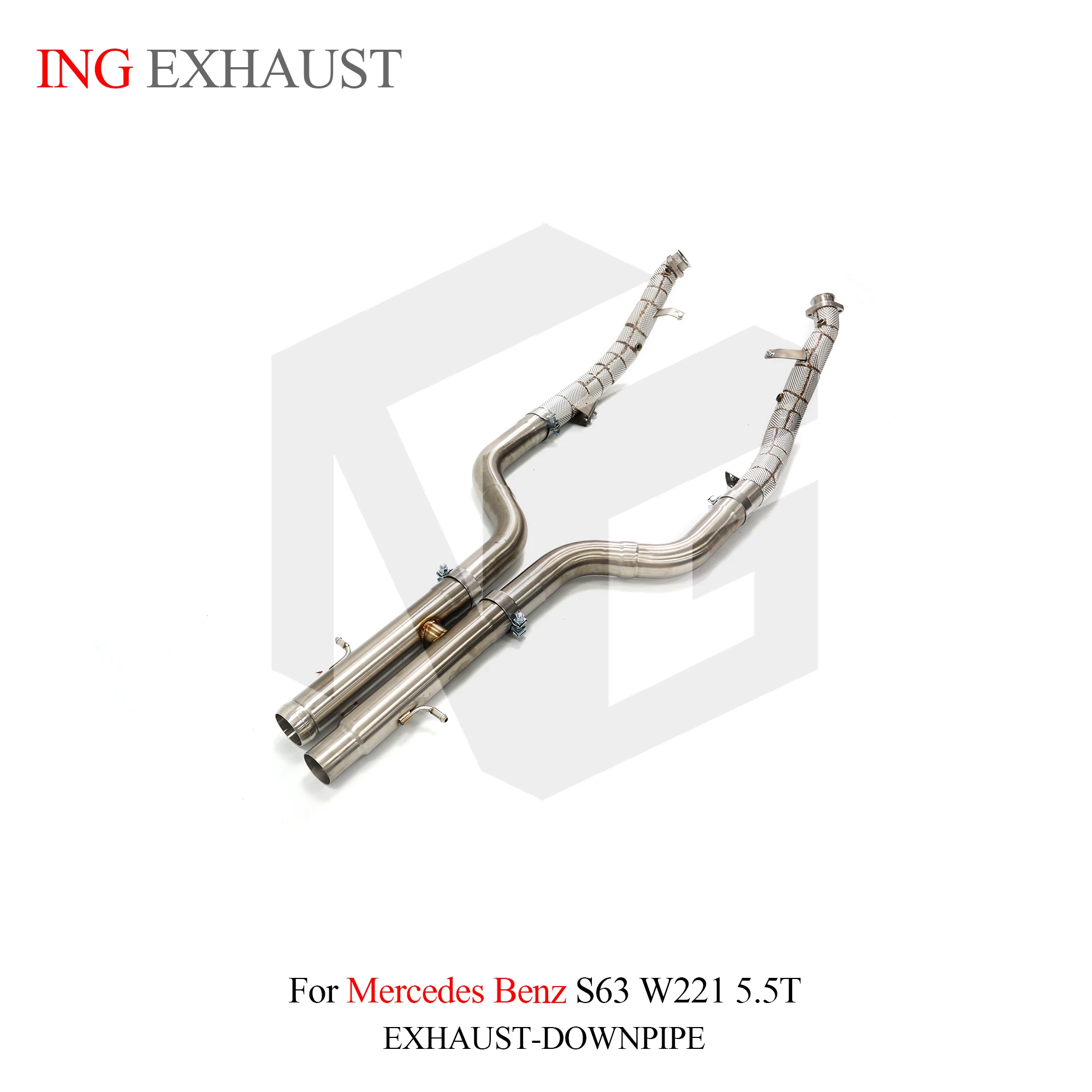 ING ss304 Exhaust Catless Downpipe for Mercedes Benz S63 W221 5.5t Engine Heat Nozzler Header Tube Race Customize DIY System