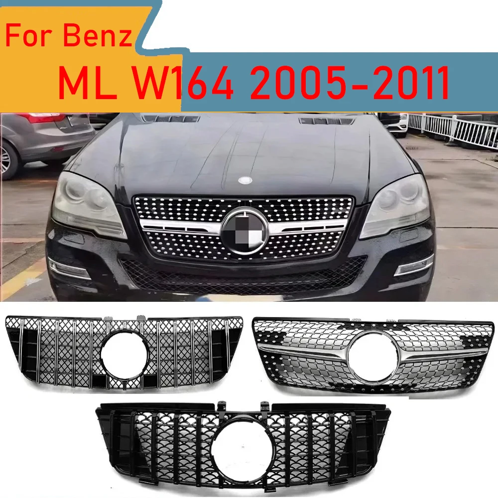 For Mercedes Benz ML W164 2005-2008 ML320 ML350 ML500 AMG GT Diamonds Style Front Grille Racing Grill Mesh Tuning Acce
