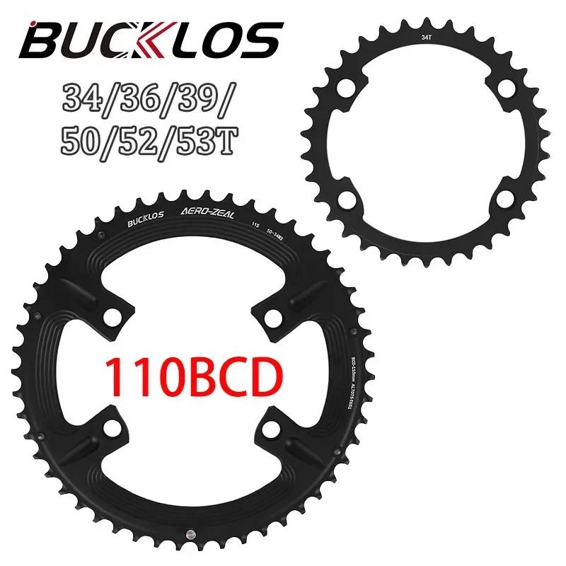 BUCKLOS Bike Chainring 110BCD Bicycle Crown for SHIMANO R7000 R8000 R9100 34/36/39/50/52/53T Road Cycling Double Chainwheel