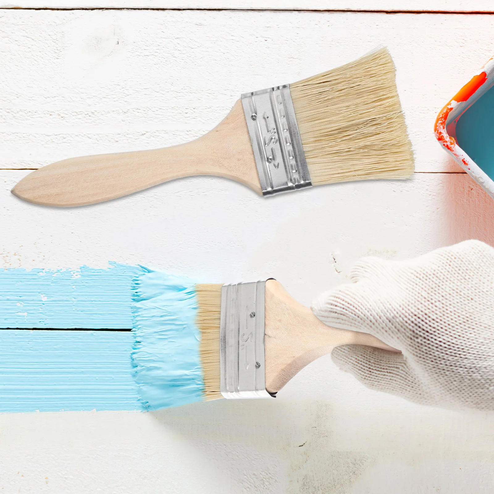 Pinceau blanc à manche en bois épaissi, 10 pièces, pinceaux pour murs, cuisson à badigeonner, mélange injPadramatic, enfant