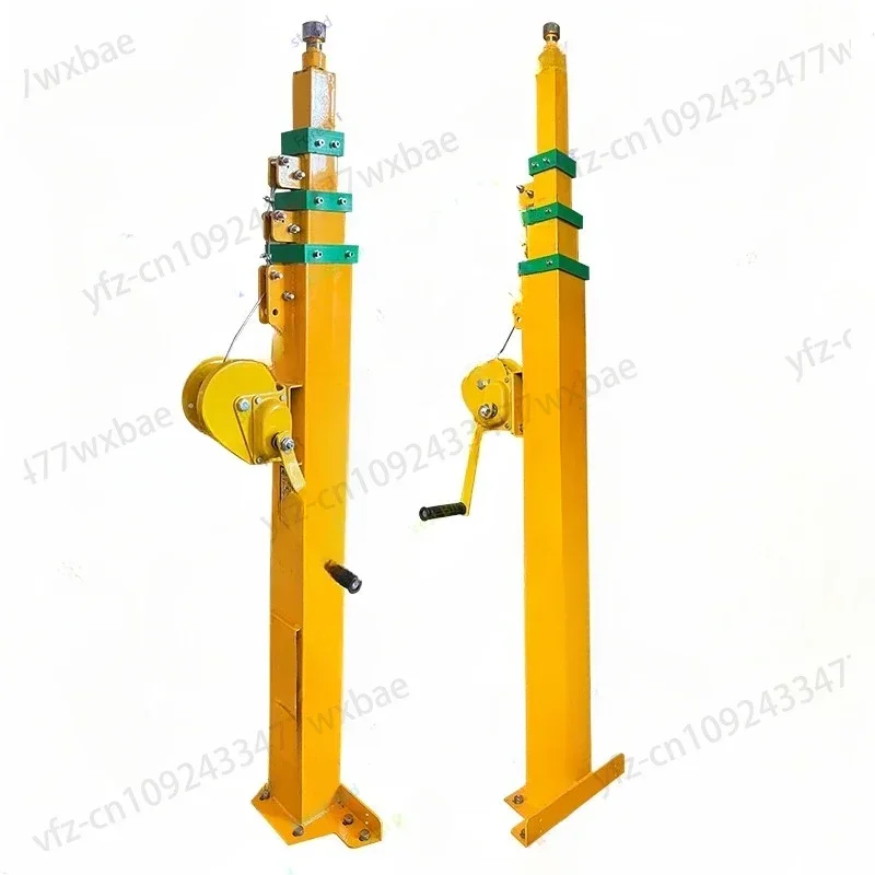 Cranked lifting pole, manual telescopic mechanical winch, lifting mast 3/4/5/6/7/8/9 meters Hand