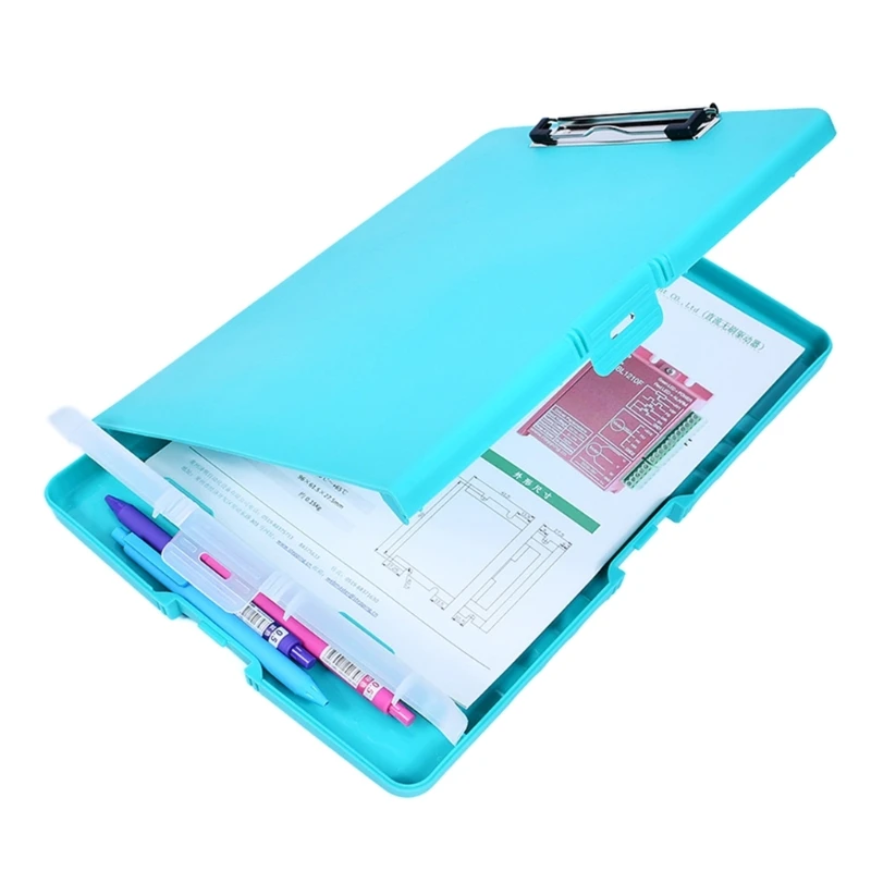 Multi-functional File Folder with Clipboard and Stationery Box Portable File Box for Student Teacher School
