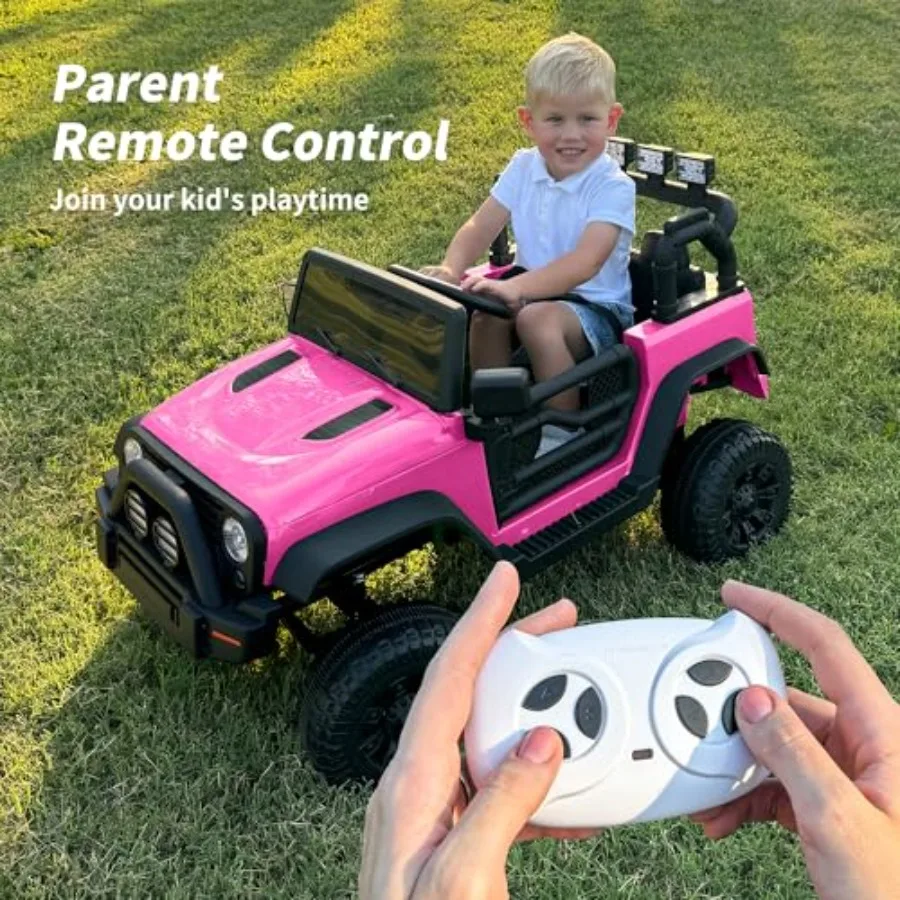 Ride on Car Toy 12V Auto elettrica con luce LED telecomandata - Rosa caldo