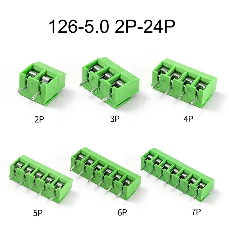 5PCS-Pitch 5.0mm KF126 PCB Terminal Block Connector Straight Pin 2P 3P Screw PCB Splice Terminal Screw