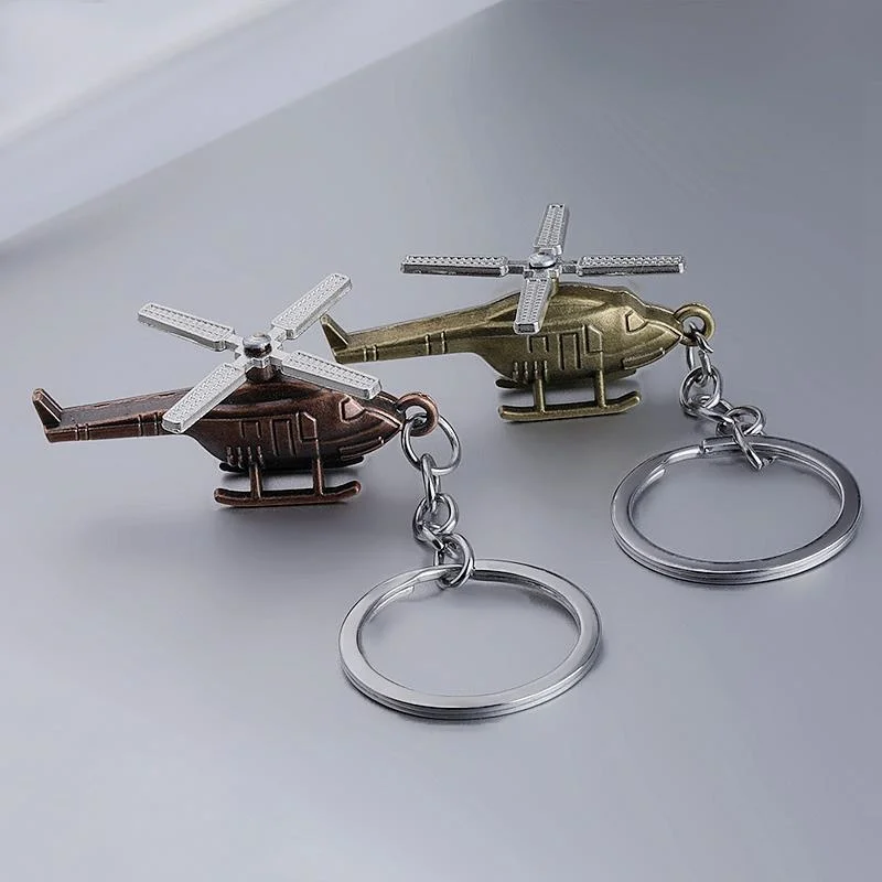 Creative Simulation 3D Helicopter Keychain Multi-Color Retro Aircrafts Keyring Women Men Car Bag Phone Backpack Pendant Gift