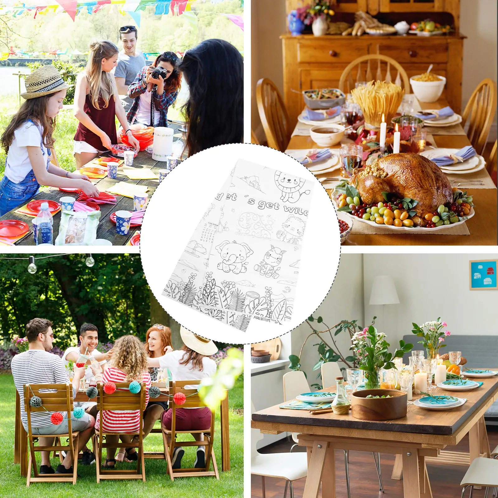 

Zoo Theme Tablecloth 137x274cm Birthday Party Decor Paper Cover Durable Protective Home Festival Garden Desk Accessory