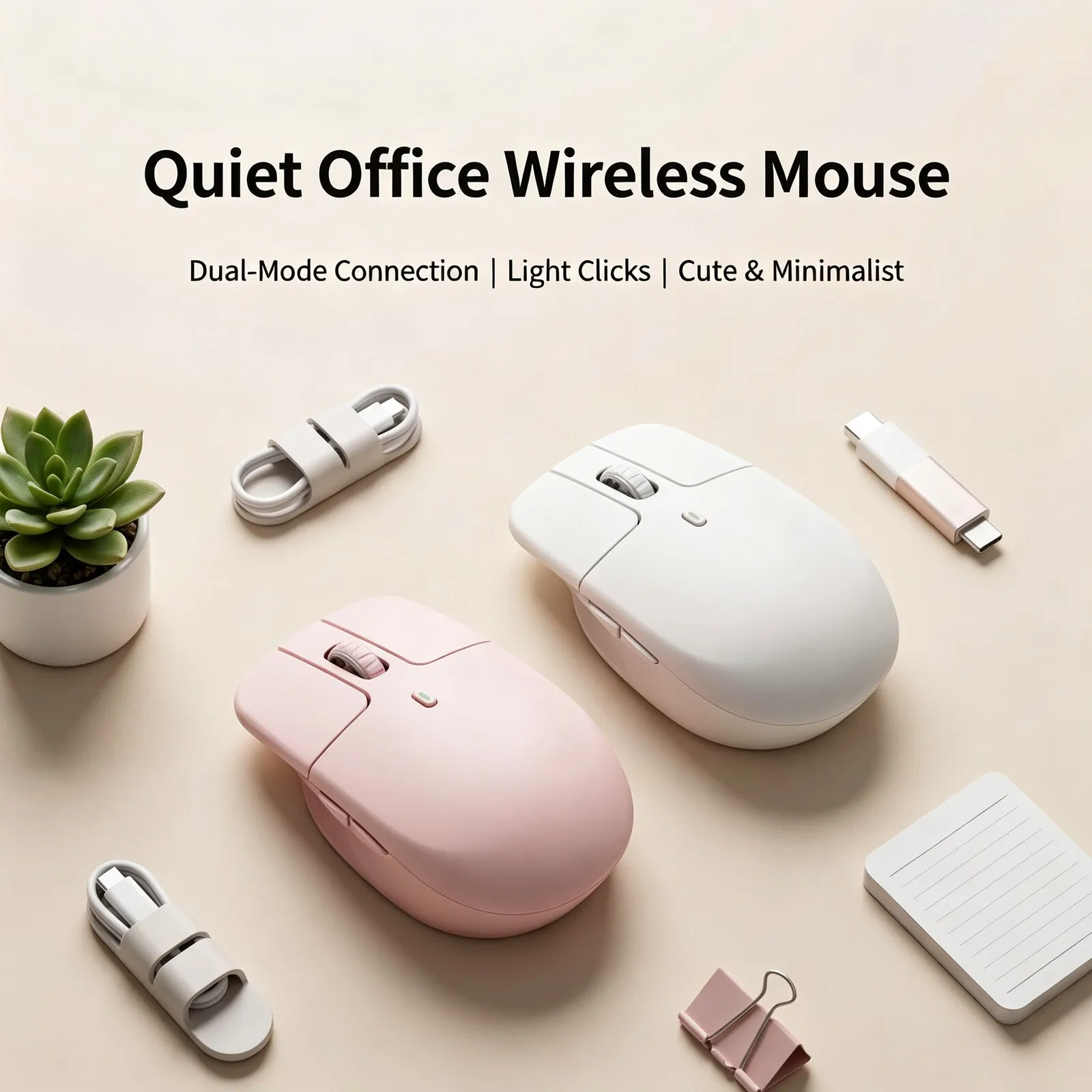 2.4G & Bluetooth Dual Mode Wireless Mouse 48g Lightweight 6D Mute Floating Buttons 500mAh Rechargeable Mice for Laptop PC Tablet