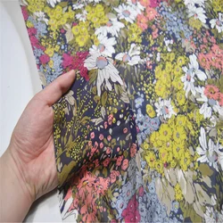 Unique Various Florals Elegant Style Silk Chiffon Fabric with Smooth Feeling Natural Material for Girl Spring Dress