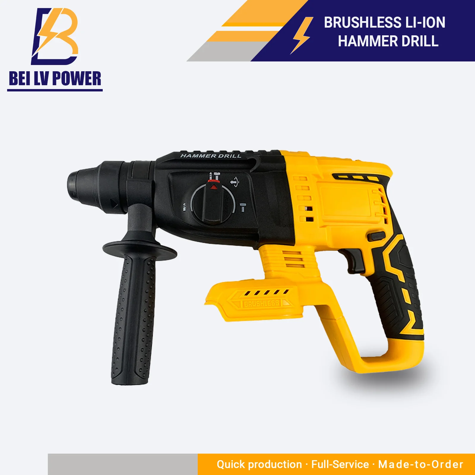 Professional  20V High-Power Electric Drill Industrial Grade Brushless Hammer Lithium-Ion Battery Cordless Portable