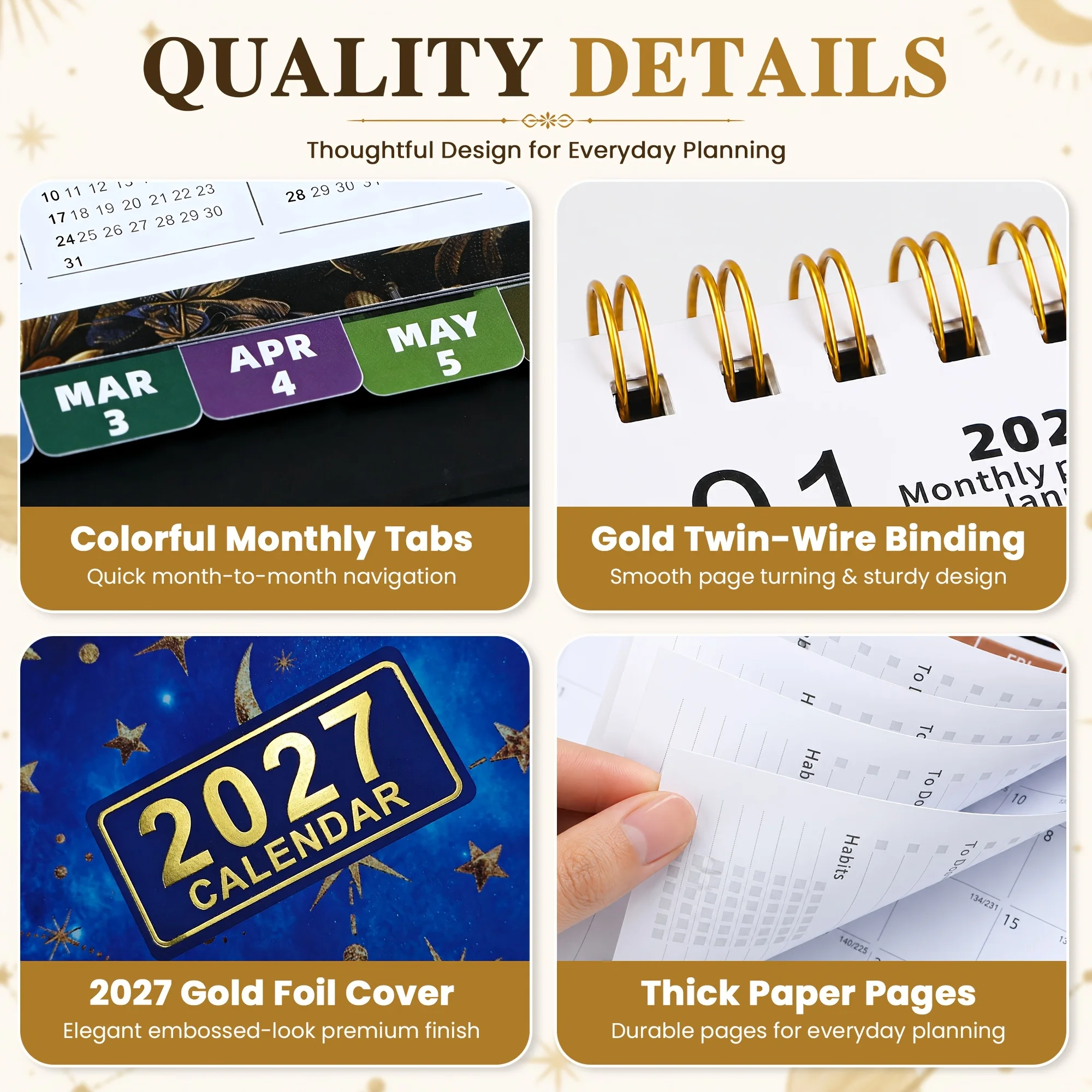 2027 Desktop Calendar 12-Month Upright Flip Calendar Makes It Suitable For Home And Office Organization For Friends And Family