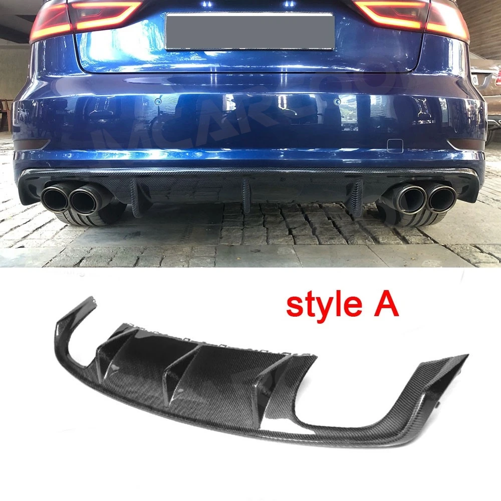 Carbon Fiber Car Rear Bumper Lip Spoiler Diffuser for Audi A3 Sline S3 Sedan 4 door Not A3 Standard 2014 2015 2016 Car Styling view 5