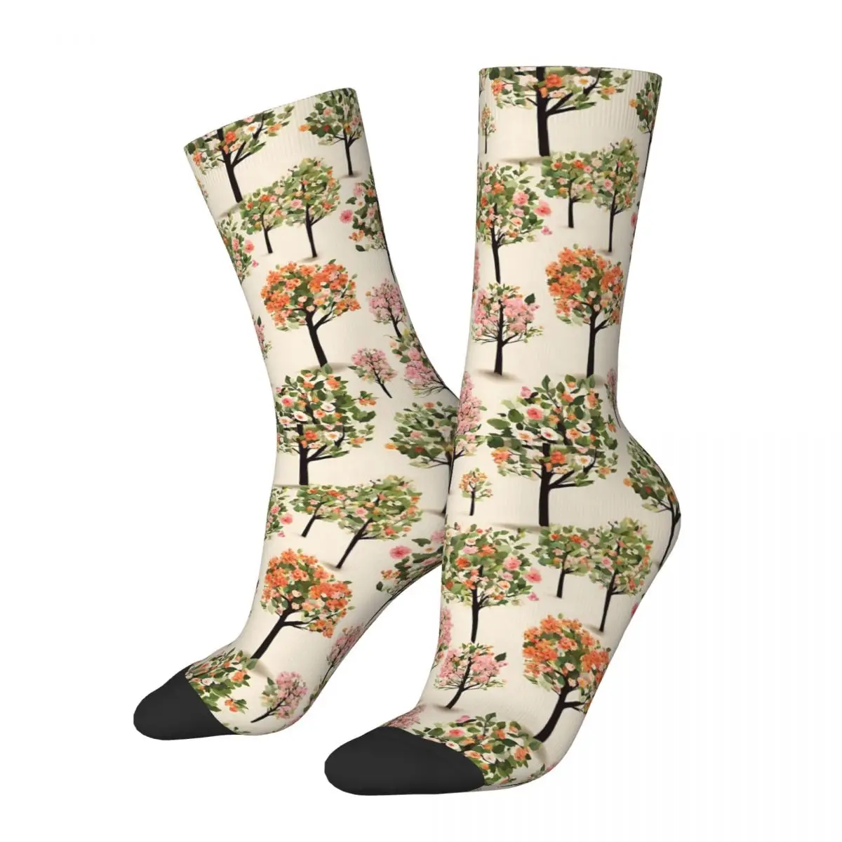 Abundant Small Floral Tree Pattern Socks Harajuku Soft Stockings All Season Long Socks Accessories for Man Woman's Birthday Gift