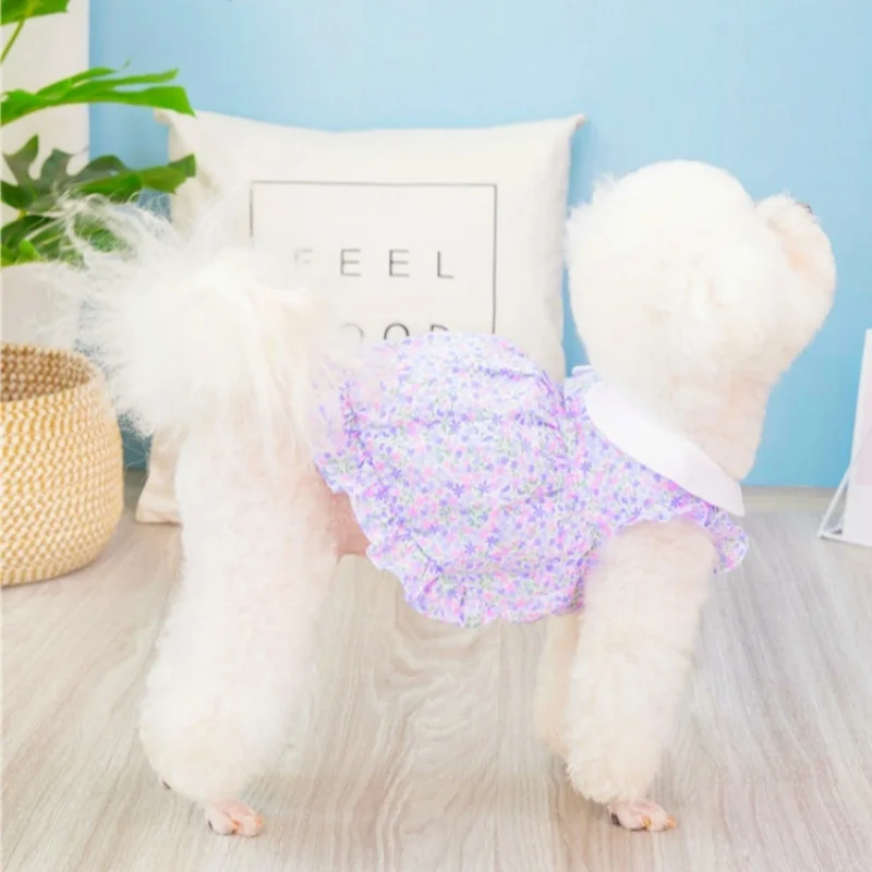 Summer Puppy Clothes Luxury Dog Floral Dress Cute Print Dog Princess Skirt Soft Cat Dress Chihuahua Dog Clothes Pet Kitten Skirt