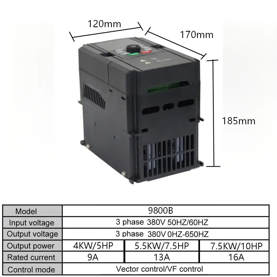 Variable Frequency Drive 11W 380V 3PH VFD Inverter Motor Speed Controller for Lathe & Asynchronous Motor