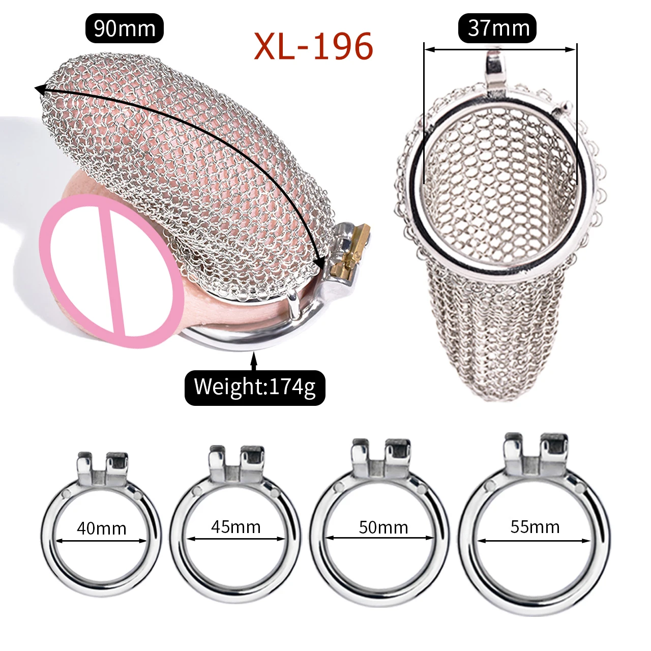 FAAK Strapon Male Chastity Cage Cock Ring Sleeve Lock  Adult Games Stainless Steel Mesh Chain Cock Cage  Sex Toys for Men