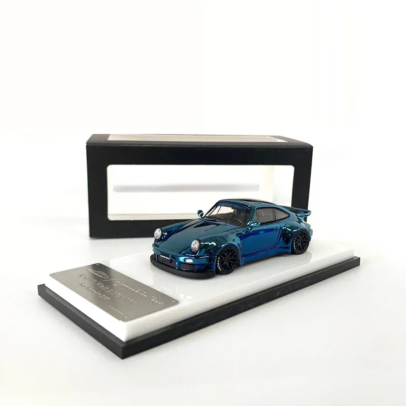 MC 1:64 Model Car RWB 930 Alloy Die-Cast Sport Vehicle GT Wing Display Gifts -Chrome Blue