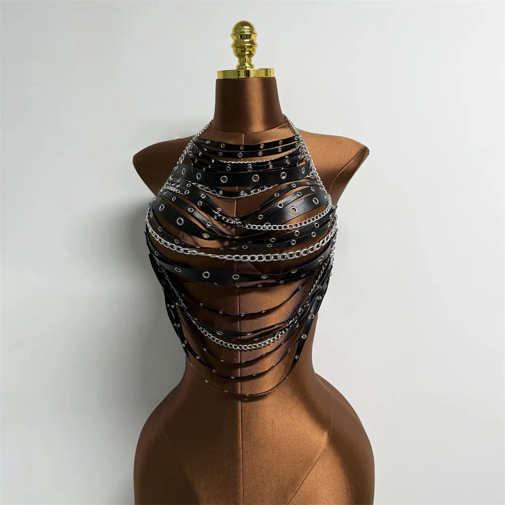 Sexy Punk-Metallketten-Körperschmuck für Damen für Nachtclubs, Partys, Bühnenshows, Kostüme, Trendiges Y2K-Festival-Accessoire, Hip-Hop-Streetwear – Detail 8